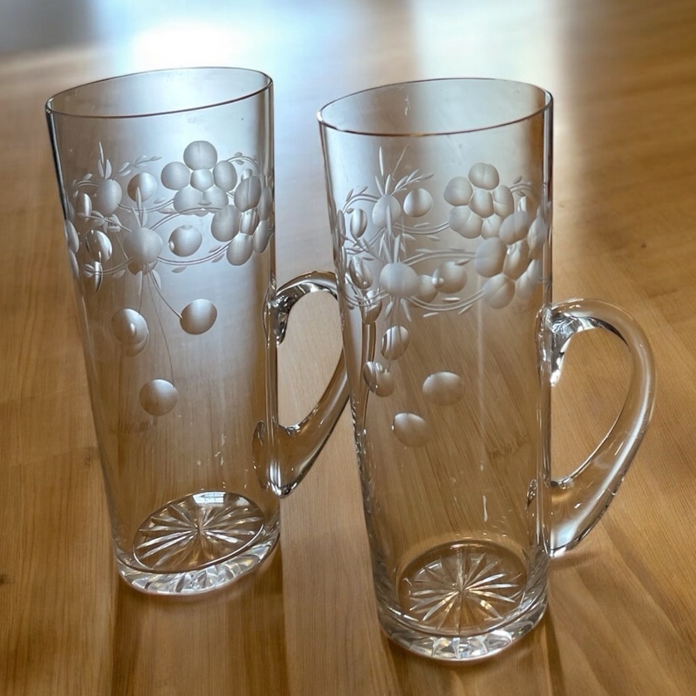 Set of two vintage liquor glasses, crystal, mid-century, modern, no flaws